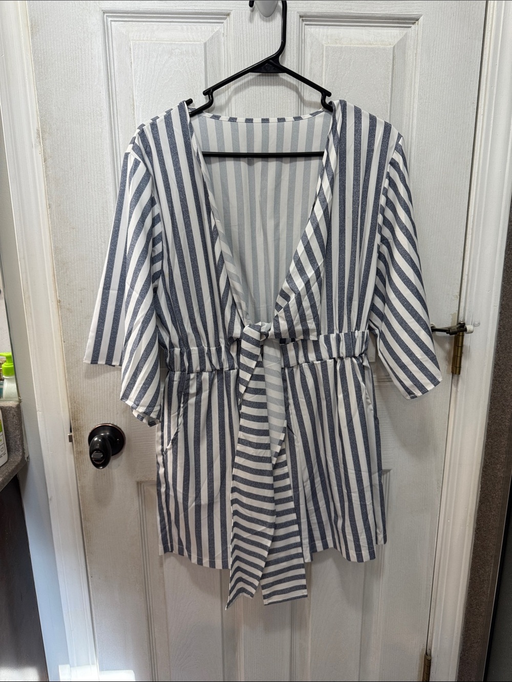 Striped Tie-Front Women's Top - Blue & White